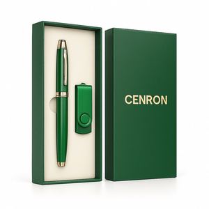 Modern Ballpoint <b>Pen</b> and Swivel USB Combo in Minimalist <b>Box</b> Metal Silk Screen Printed Bulk Custom Logo for Anniversaries - Product Image 2