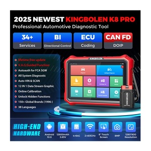 เครื่องสแกนวินิจฉัยรถยนต์อเนกประสงค์ KINGBOLEN K8 PRO รุ่น K8pro OBD2 CAN FD รองรับการเขียนโค้ด ECU ระบบเต็มรูปแบบ ระบบปฏิบัติการ Android 10.0 หน้าจอสัมผัส สีแดง - Product Image 1