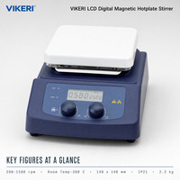 VIKERI MS-H380-Pro LCD Digital Magnetic Hotplate Stirrer 200-1500 RPM 380 ° Pelat Berlapis Keramik C untuk Penggunaan Laboratorium