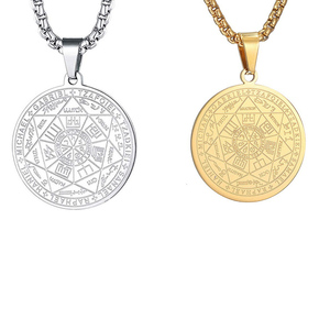 Collana G1743 con Pendente dei 7 Arcangeli, Sigillo <span class=keywords><strong>di</strong></span> <span class=keywords><strong>Salomone</strong></span>, Tetragrammaton, Talismano con <span class=keywords><strong>Sigilli</strong></span> degli Sette Arcangeli per Uomo - Product Image 1