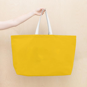 Sac fourre-tout de plage jaune en toile, grand format, réutilisable, idéal pour les courses, les voyages, les pique-niques et le camping - Vente en gros - Product Image 6