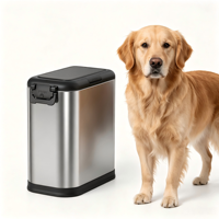 Conteneur de stockage pour aliments pour animaux, nourriture pour chats et graines pour oiseaux, couvercle hermétique sans BPA, bac à nourriture pour animaux en acier inoxydable brossé