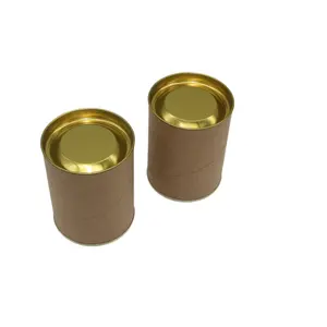 Factory Wholesale Recyclable Kraft Cardboard Food Grade Paper Cylinder with Iron Plug for Tea Packaging