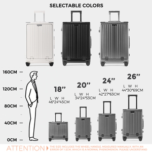 <strong>Multifunctional</strong> Front Open Lid PC Aluminum Frame Trolley <strong>Suitcase</strong> 18/20Inch Computer Boarded Luggage Universal Wheel Travel Case - Product Image 4