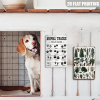 Letrero Metálico Vintage con Guía de Huellas de Animales, Decoración Educativa Retro para Cabañas y Casas de Campo