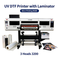 Impresora UV DTF de 60 cm con 3 cabezales de impresión I3200 para etiquetas de cristal de película AB e impresión en rollo