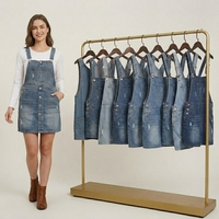 Robes d'été d'occasion en gros, balles de vêtements de seconde main de grade A, robes en jean à bretelles ajustables, emballage mixte, fournisseur de vêtements en vrac