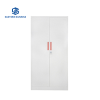 Archivador Metálico de Acero con Doble Puerta con Cerradura y 4 Estantes Ajustables de Gran Capacidad para Almacenamiento de Documentos de Oficina