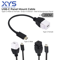 Kabel Ekstensi USB Tipe C Male ke Female, Kabel Data USB 3.1 Snap in Panel Mount untuk Peralatan Komputer