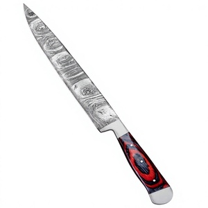 Ensemble de 5 couteaux de cuisine en acier Damas, manche rouge et noir, couteau de chef, couteau utilitaire, hachoir, couteaux de cuisine et de chef - Product Image 4