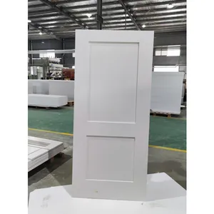 平齐预悬挂2面板白色玻璃纤维模制设计门入口前光滑平齐玻璃纤维门