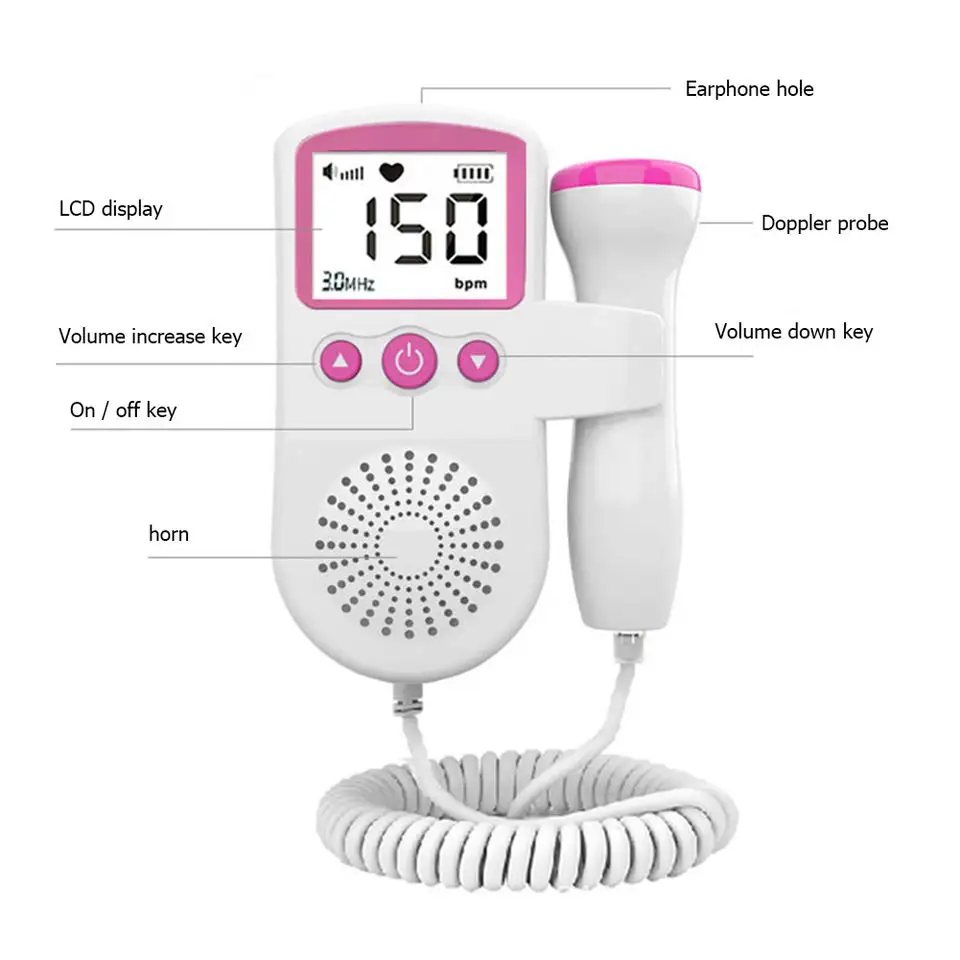 hot sale baby household medical devices fetal-doppler portable doppler fetal heart rate monitor