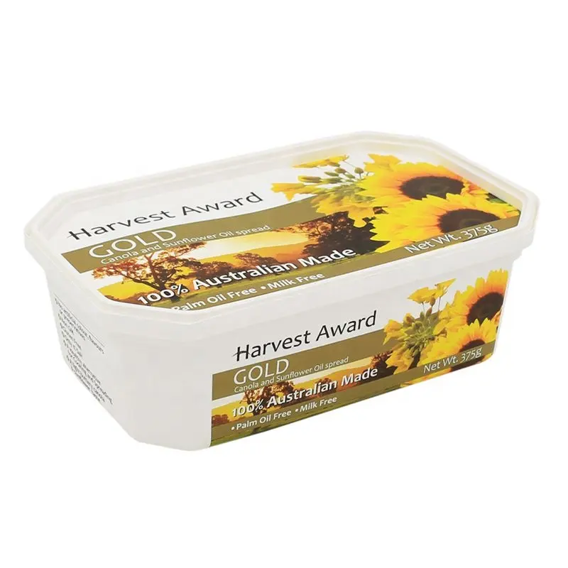 Brc Gecertificeerd Rechthoek Plastic Container Voor Boter Verspreidt 375G Boter Bad Iml Verpakking Margarine Kaas Bad