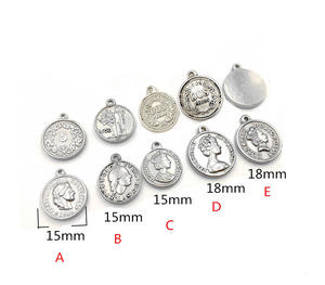 Figure reine <span class=keywords><strong>Elizabeth</strong></span> <span class=keywords><strong>II</strong></span> breloque/pendentif en acier inoxydable pièce de monnaie pendentifs bijoux faisant des résultats - Product Image 1