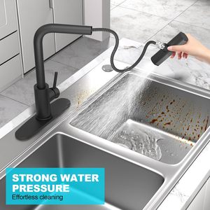 Grifos De Cocina De Acero inoxidable De un solo orificio negro mate <span class=keywords><strong>Grifo</strong></span> rociador De <span class=keywords><strong>alto</strong></span> flujo para fregadero para casa rodante de campo Lavandería RV Bar - Product Image 3