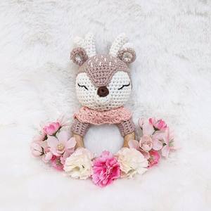 تصميم جديد لعام <span class=keywords><strong>2026</strong></span>: خشخيشة حيوانات ناعمة مصنوعة يدويًا من الكروشيه، هدية للأطفال حديثي الولادة، لعبة حسية للأطفال، خشخيشة غزال مصنوعة يدويًا من الكروشيه كهدية للأطفال - Product Image 2