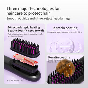 Elektronik şekillendirici ile 2025 yeni LCD şarj düz saç tarak taşınabilir neganegaion olmayan zarar ısıtma tarak - Product Image 4