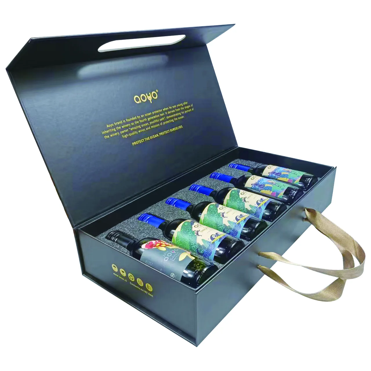 Il nuovo elenco scatole magnetiche all'ingrosso confezione da 6 scatole regalo con manico a nastro per bicchieri da vino