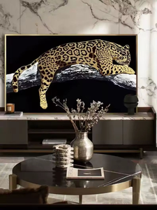 Art mural en porcelaine et verre avec diamants brillants, motif <span class=keywords><strong>panthère</strong></span> noire, design Art Déco - Product Image 4
