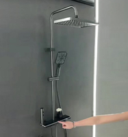 Nouveau prix : Ensemble de douche de salle de bain avec mitigeur, affichage numérique LED, pommeau de douche pluie, grande pression, 4 fonctions, en acier inoxydable