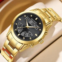 Montre Homme Électronique à Double Mouvement à Quartz, Bracelet en Alliage d'Acier Inoxydable, Aiguilles pour Usage Quotidien et Trajets Quotidiens, Modèle International