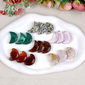 Cristales de Alta Calidad de Múltiples Materiales: Ópalo Rosa, <span class=keywords><strong>Obsidiana</strong></span> Roja, Malaquita, Ágata Floral y Cristal Tallado en Forma de Luna para Decoración - Product Image 3