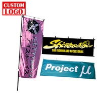 Drapeaux d'événements pour sponsors de festivals et salons professionnels avec base en croix, base à eau, bannière rectangulaire volante