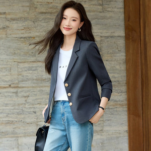Pink Women's Blazer Solid Color No-Wrinkle Treatment Casual Fit Autumn Style - Product Image 4