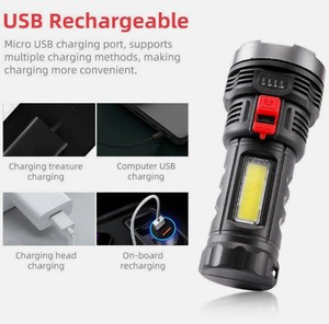 High Power Portable LED Plastic Torch UBS <b>Rechargeable</b> <b>Flashlight</b>-Handheld USB Traffic Lights <b>Flashlights</b> - Product Image 4