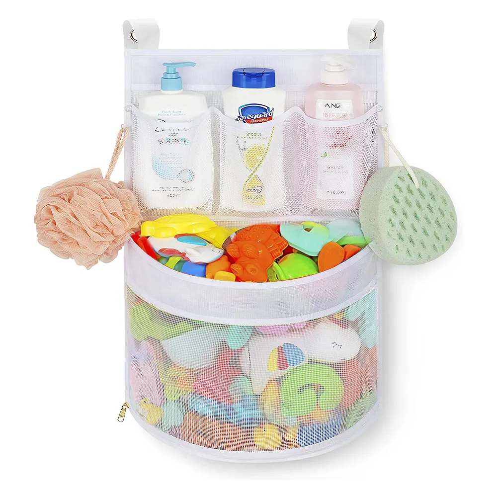 Bolsa de almacenamiento colgante para ducha de baño, soporte con bolsillos transpirables grandes para niños, sala de estar, 2023