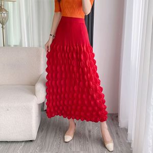 PY New Arrival Fashion Elegant Miyake Pleated Skirt Women 3D Bubble Pleated High Waist Flared Maxi Skirt Wholesale Bulk Clothing - Product Image 4