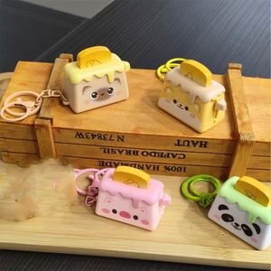 Porte-clés en forme de pain grillé avec animaux mignons, mini-jouets de dessin animé, breloques de sac en plastique, accessoires à thème alimentaire pour cadeaux - Product Image 2