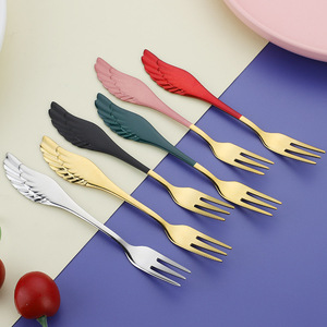 Cucharas y tenedores de acero inoxidable 304 con mango de ala para postres, cafeterías, restaurantes, hoteles, color sólido - Product Image 3