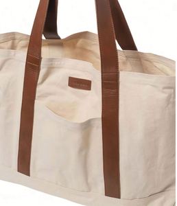 Bolsa de Compras de Algodón con Cierre de Botón Personalizado, Bolsa de Lona Moderna y Lujosa para Viaje con Cremallera y Bolsillo para Botella de Agua - Product Image 4