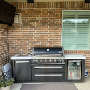 Mobili da <span class=keywords><strong>Cucina</strong></span> Modulari Neri Personalizzati in Acciaio Inox 304, <span class=keywords><strong>Cucina</strong></span> Esterna <span class=keywords><strong>con</strong></span> Barbecue Integrato, Arredamento <span class=keywords><strong>Cucina</strong></span> Moderno - Product Image 3