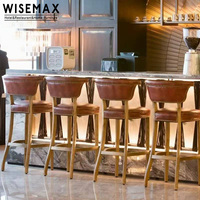 WISEMAX FURNITURE Mobilier de bar vintage américain, chaises de bar en bois massif, tabourets de restaurant avec décorations à rivets pour hôtel, café