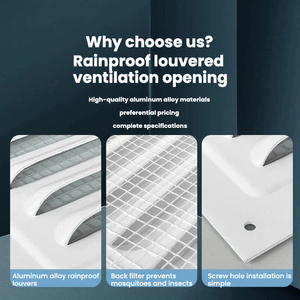 <span class=keywords><strong>Rejilla</strong></span> de Ventilación Moderna Cuadrada de Aluminio con Recubrimiento en Polvo Blanco, con Filtro para Ventilación de Pared Exterior y Retorno de Aire - Product Image 4