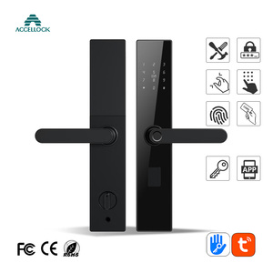 Serrure numérique intelligente WiFi Biométrique Empreinte digitale Mot de passe Application Tuya Sécurité domestique Cloud Porte en bois Alliage d'aluminium Clé - Product Image 2