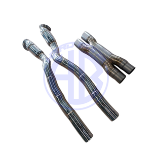 Ferrari F12 Berlinetta 6.3L Downpipe d'échappement en acier inoxydable 1,5 mm d'épaisseur Finition bleu brûlé avec tuyau en X inclus Garantie 1 an - Product Image 5