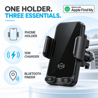 Support de téléphone de voiture 3-en-1 avec certification Apple Find My, détection intelligente et charge sans fil 15W