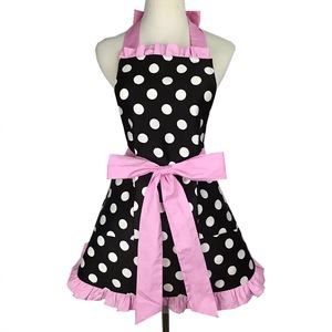 Cute Retro Polka Dot <b>Apron</b> With Pockets Adjustable Waist Daily Use Red Pink Yellow Green Purple Color Options - Product Image 5