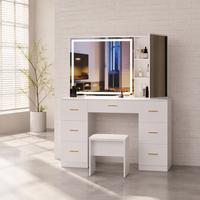 Table de toilette de style moderne avec panneau, pour chambre à coucher, fabriquée en usine, avec éclairage intégré, pour l'approvisionnement transfrontalier