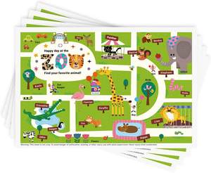 Manteles Individuales Desechables de Plástico con Diseño Divertido de Animales de 12 x 18 Pulgadas para Bebés y Niños - Product Image 1