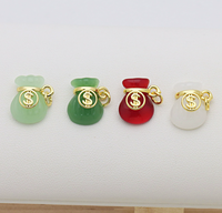 Breloques porte-bonheur en forme de sac d'argent, plaqué or 18 carats, avec signe dollar et pendentif en pierre naturelle pour la fabrication de bijoux DIY (bracelets, colliers)