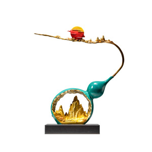 Pierre décorative en cuivre et or, motif étoile porte-bonheur et pivoine, style chinois, pour salon, entrée, comptoir C - Product Image 1