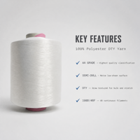 Fil intercalé léger 100 % polyester DTY 100/48 de qualité AA, certifié Oeko-Tex 100, doux et en vrac pour vêtements, textiles de maison, tricot et tissage