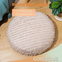 Coussin de chaise décoratif personnalisé Coussin de sol pouf en coton rond bohème avec pompon