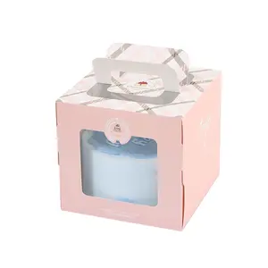صندوق كعك محمول عالي الجودة بأحجام متعددة مع مقبض ونافذة شفافة