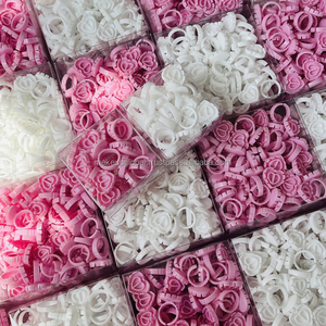 Anneau de colle pour cils en plastique en forme de cœur, outils pour cils, porte-gobelets en forme de fleur, anneaux de colle rose bleu violet pour extension de cils, vente en gros - Product Image 2