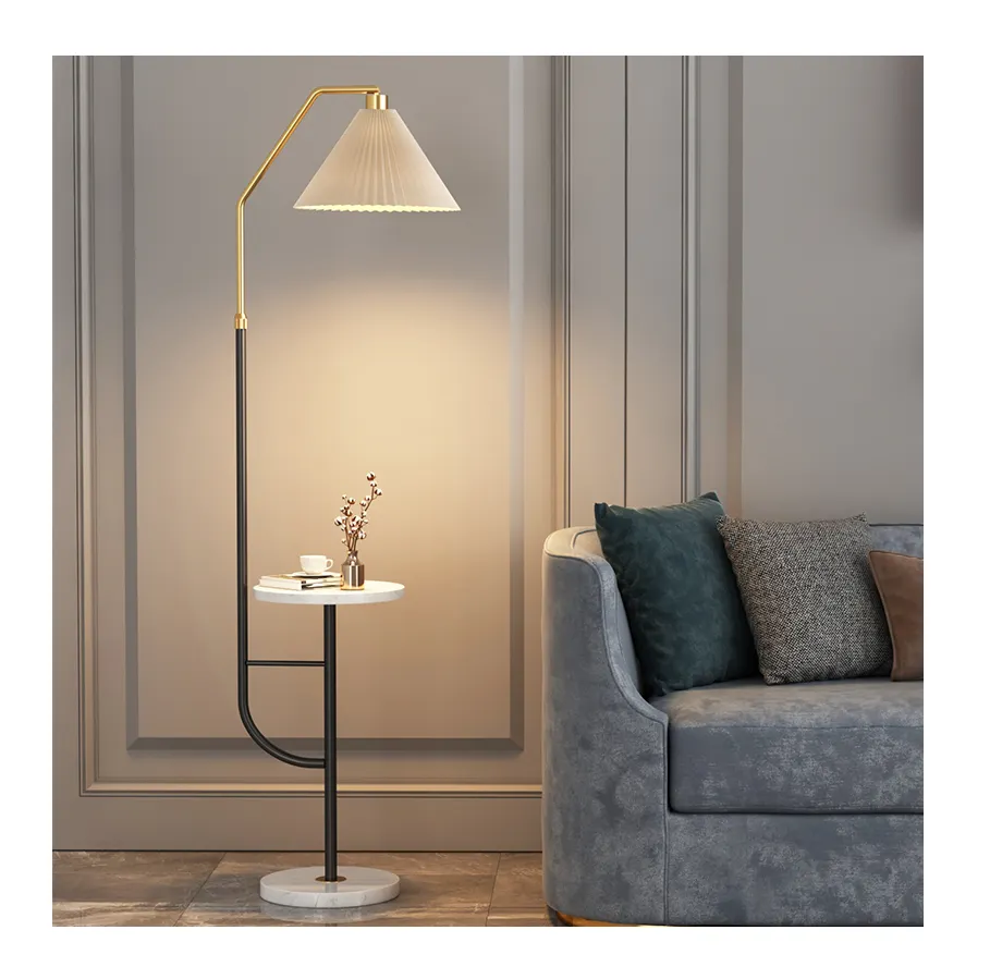 Best Quality Nordic Simple Creative Coffee Table Vertical Floor Lamp With Table